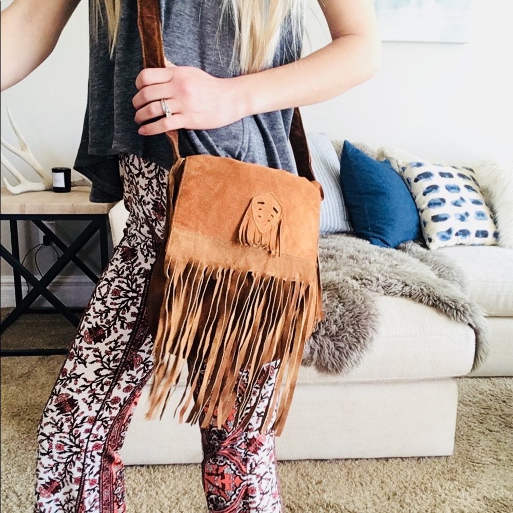 Barney’s New York Genuine Leather Fringe Purse Bag